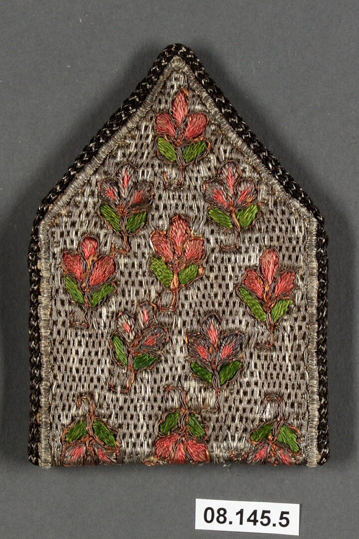Bag, Silk and metal wrapped thread; embroidered