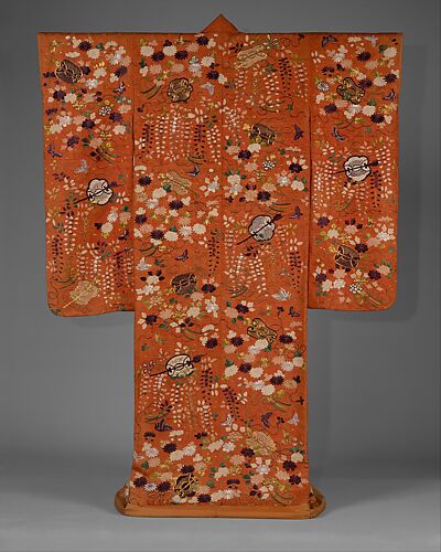 Outer Robe (Uchikake) with Mandarin Oranges and Folded-Paper ...