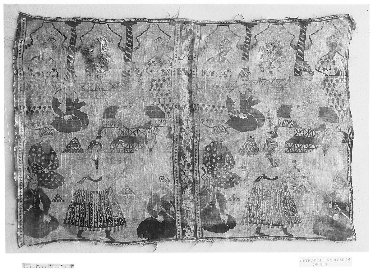 Textile Fragment, Silk, metal wrapped thread