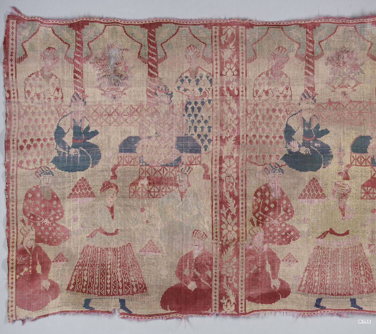 Textile Fragment, Silk, metal wrapped thread