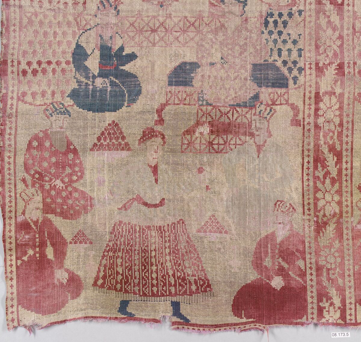 Textile Fragment, Silk, metal wrapped thread