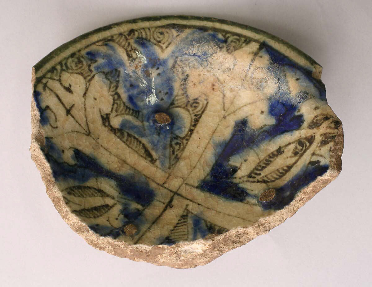 Fragment of a Bowl, Stonepaste; underglaze painted 