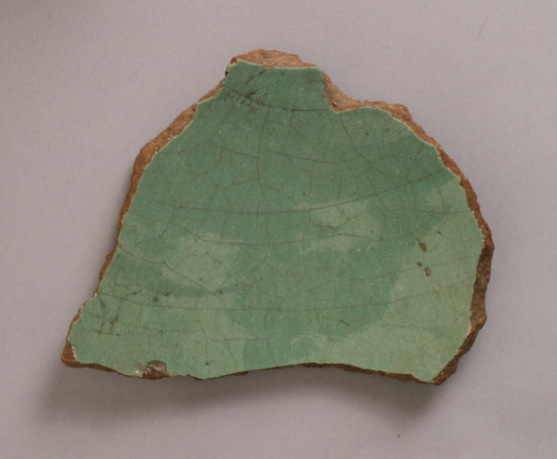Ceramic Fragment, Earthenware; opaque turquoise glaze 