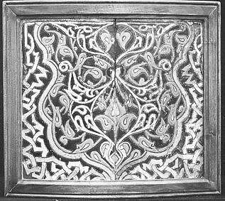 Shaped Tiles in the 'Cuerda Seca' Technique, Stonepaste; polychrome glaze within black wax resist outlines (cuerda seca technique)