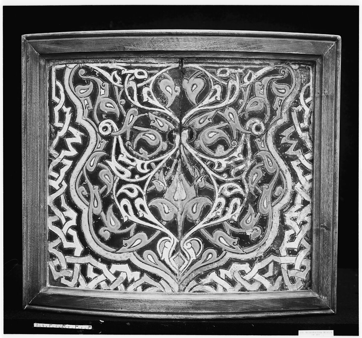 Shaped Tiles in the 'Cuerda Seca' Technique, Stonepaste; polychrome glaze within black wax resist outlines (cuerda seca technique)