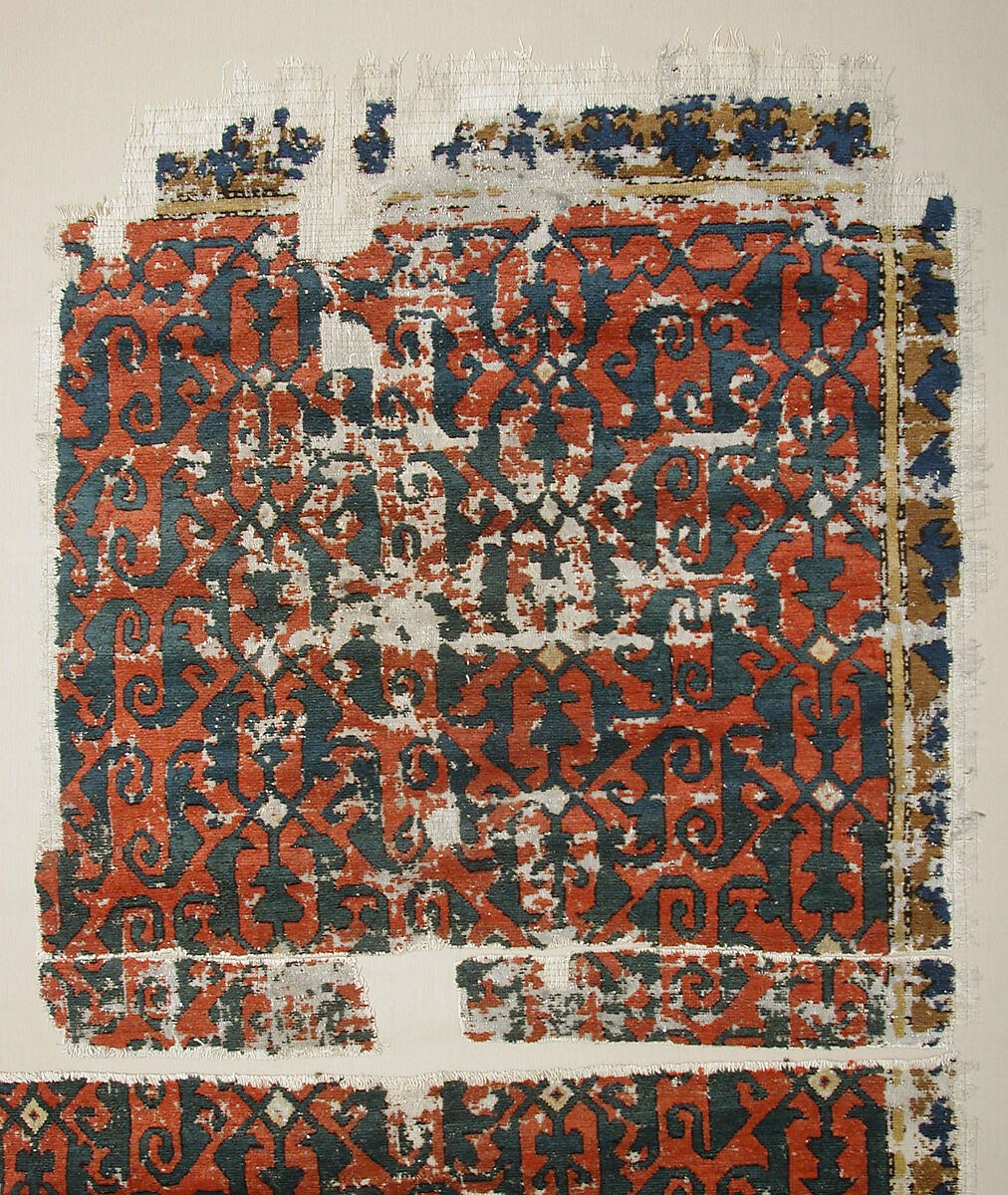 Carpet, Cotton (warp and weft); wool (pile); symmetrically knotted pile