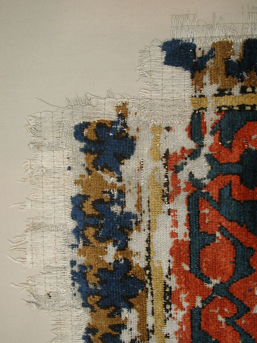 Carpet, Cotton (warp and weft); wool (pile); symmetrically knotted pile