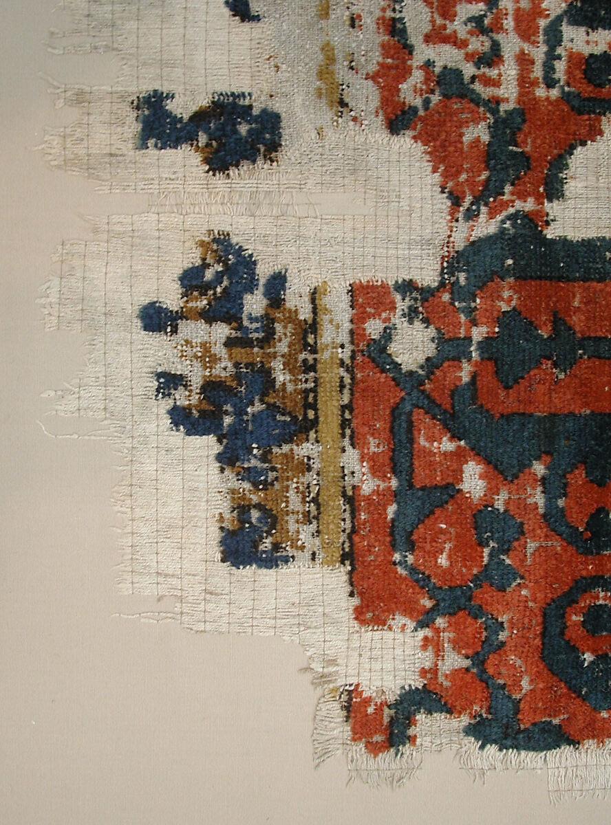 Carpet, Cotton (warp and weft); wool (pile); symmetrically knotted pile