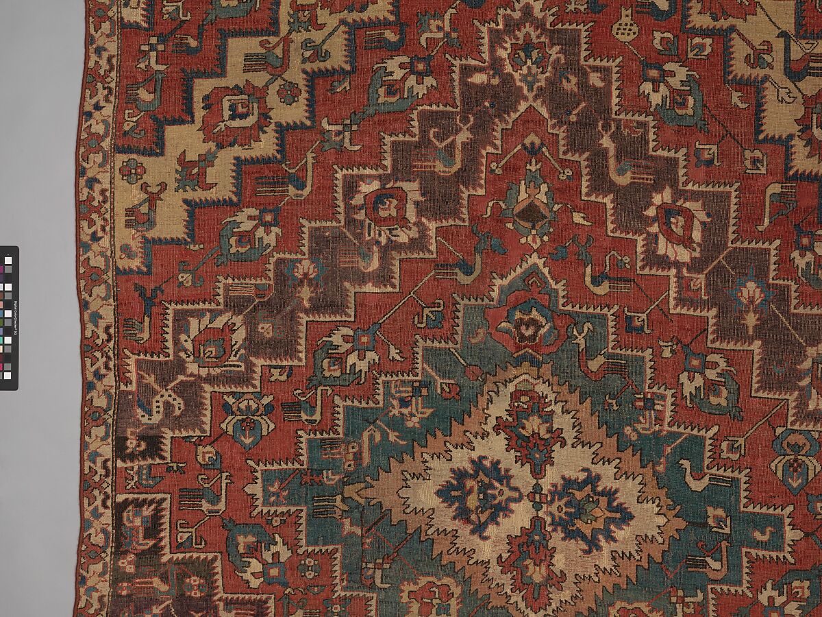 Rug with an Interlocking Lozenge-Medallion Design, Wool (warp, weft, and pile); symmetrically knotted pile
