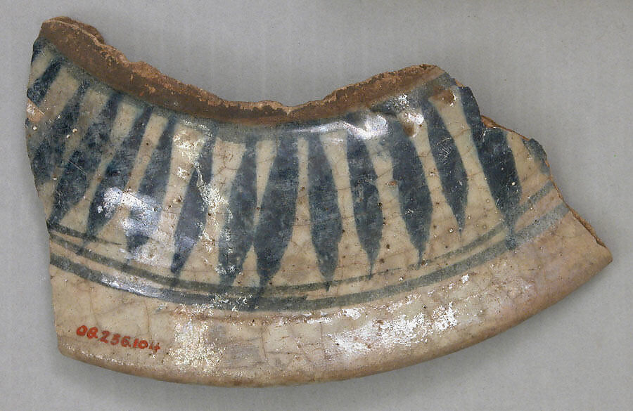 Ceramic Fragment, Stonepaste; painted with blue under transparent glaze 