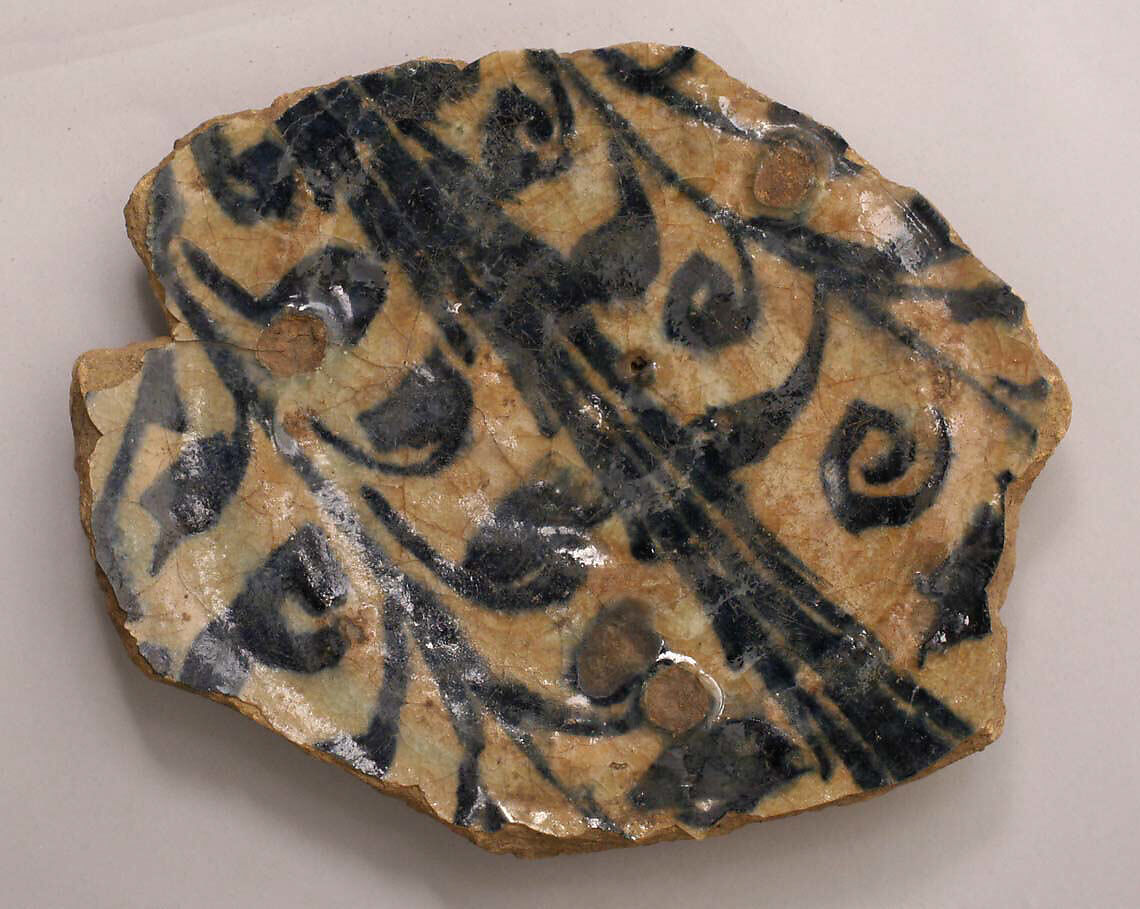 Fragment, Stonepaste; painted under transparent glaze 