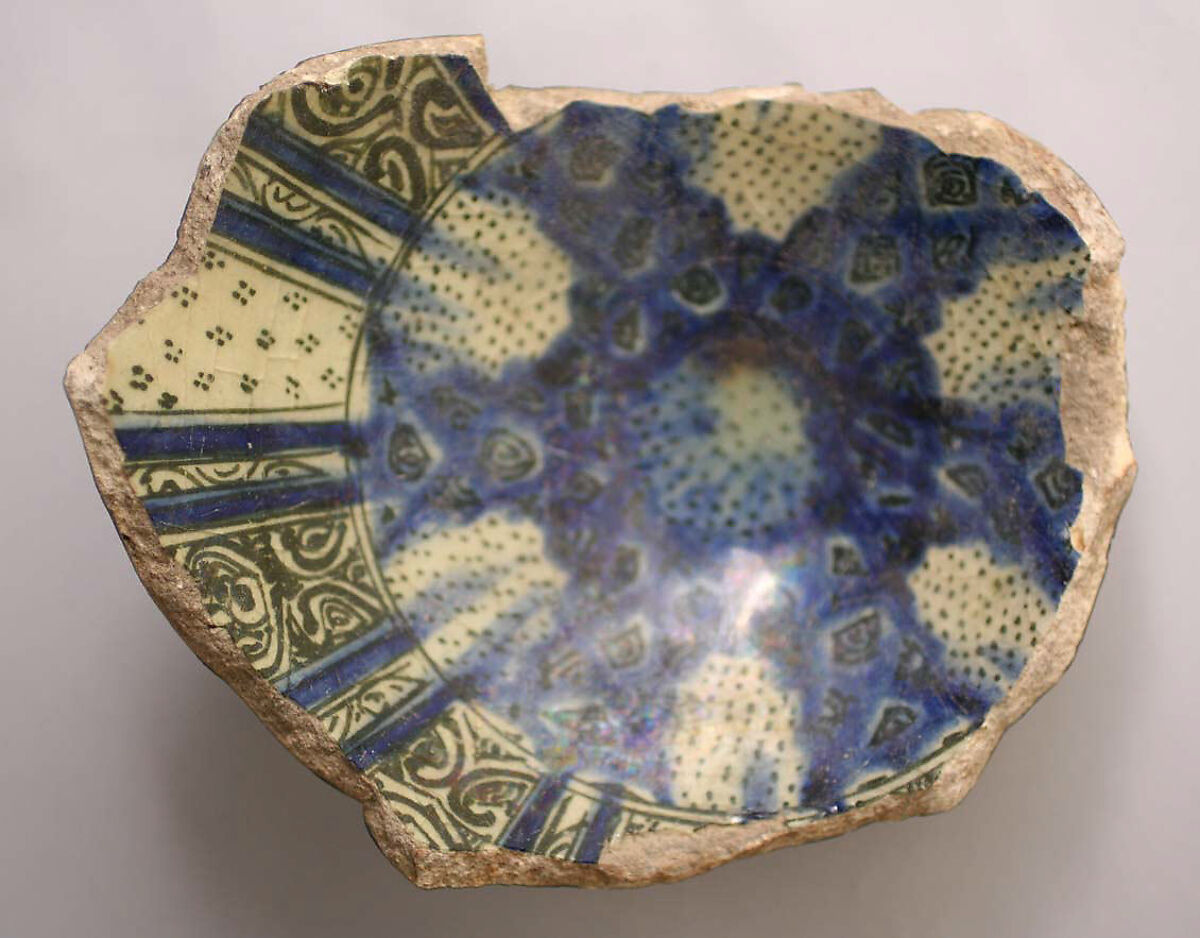 Fragment of a Bowl, Stonepaste; polychrome painted under transparent glaze 
