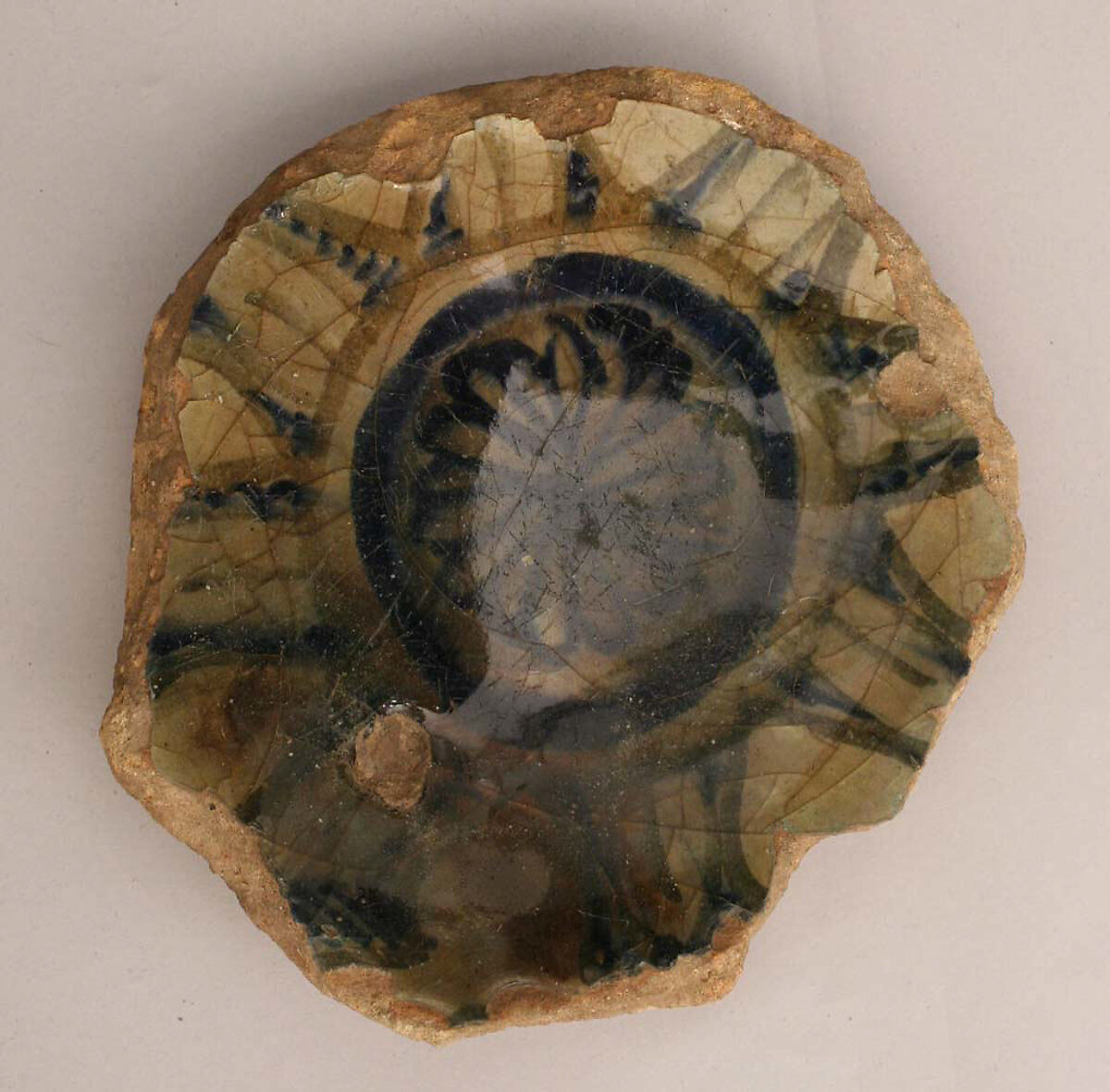 Fragment of a Bowl, Earthenware; underglaze painted 