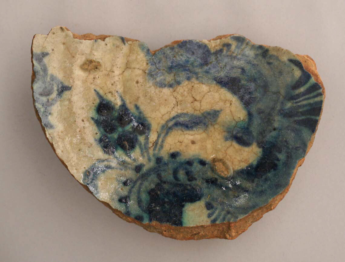 Fragment of a Bowl, Stonepaste; painted under transparent glaze 