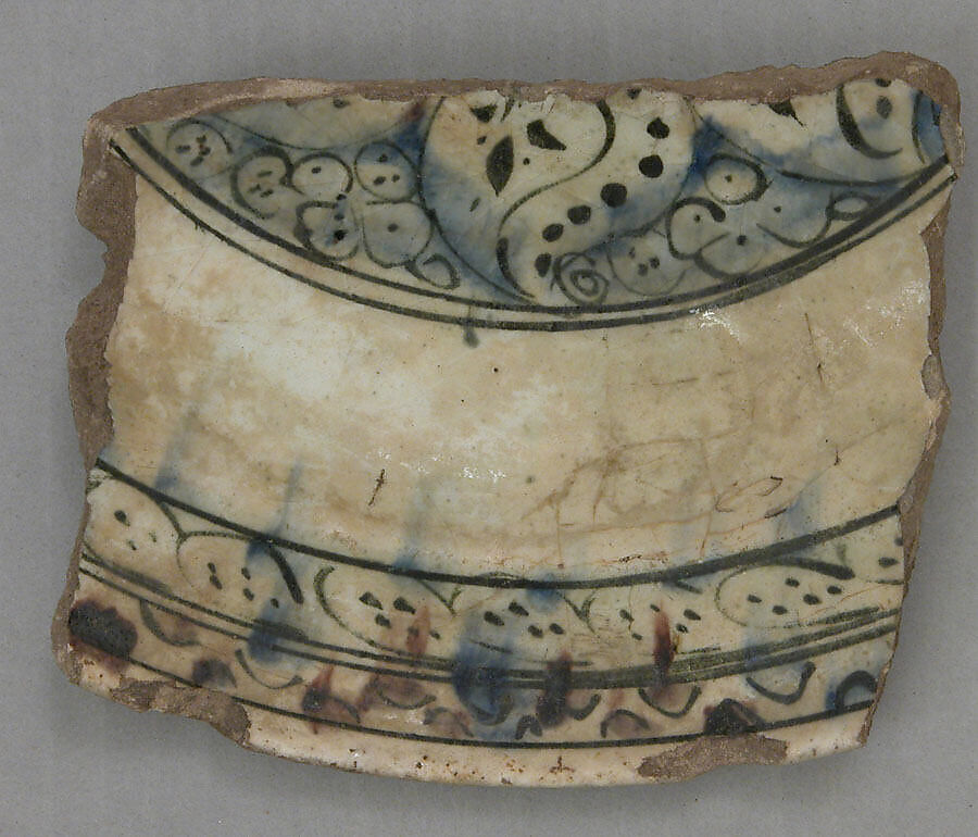 Fragment, Stonepaste; painted under transparent glaze 