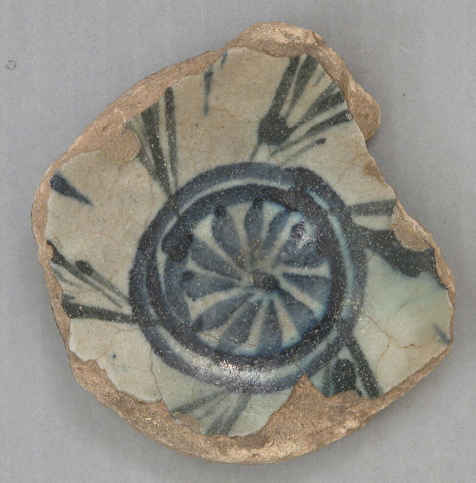 Ceramic Fragment, Stonepaste; painted under transparent glaze 
