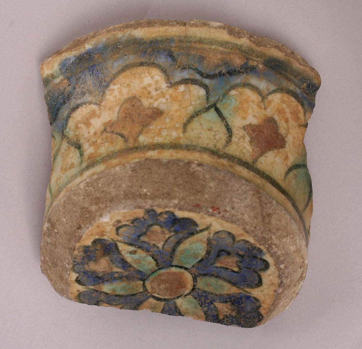 Fragment of Cup, Stonepaste; polychrome painted under colorless glaze 