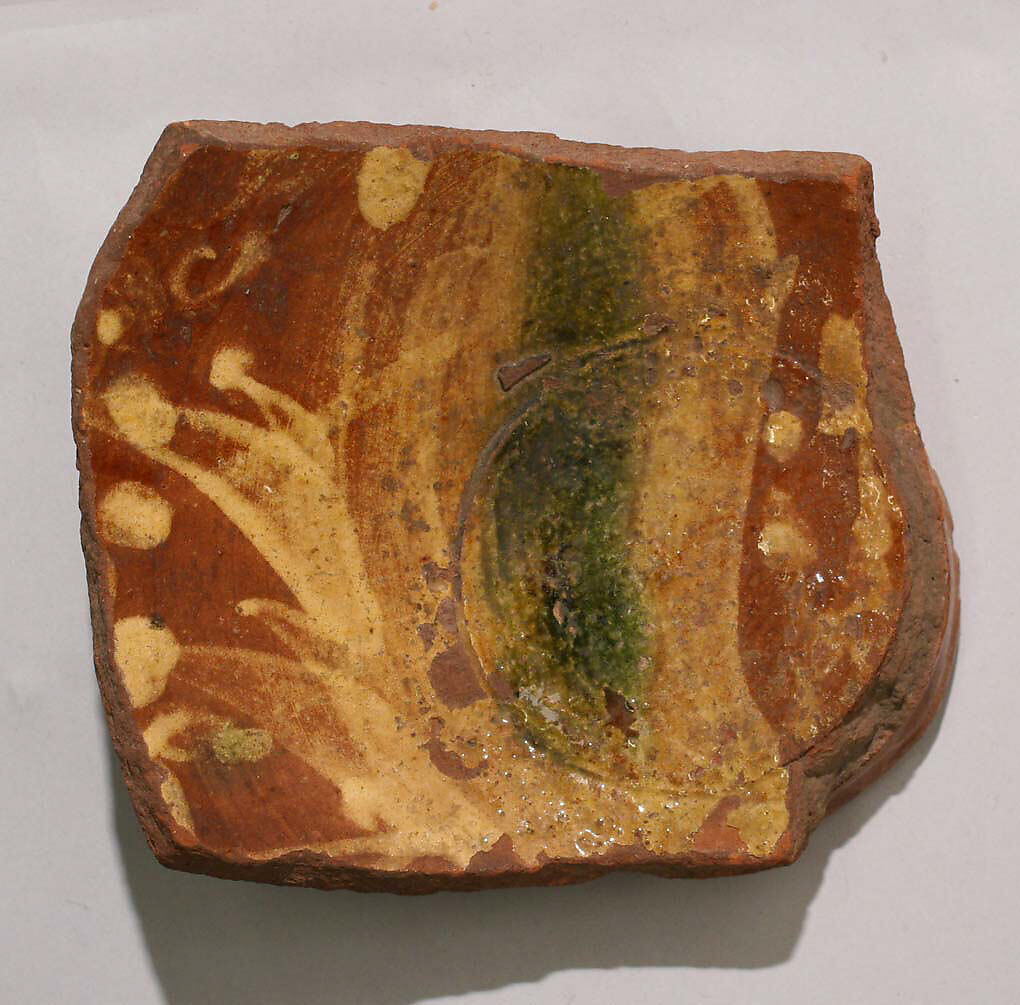 Ceramic Fragment, Earthenware; glazed over slip 