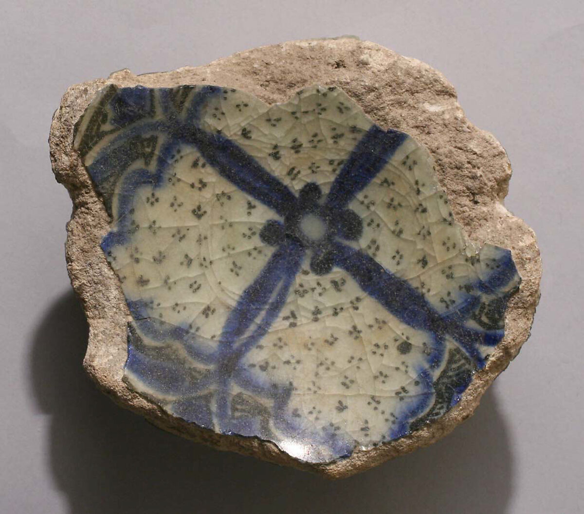 Fragment, Stonepaste; polychrome painted under transparent glaze 