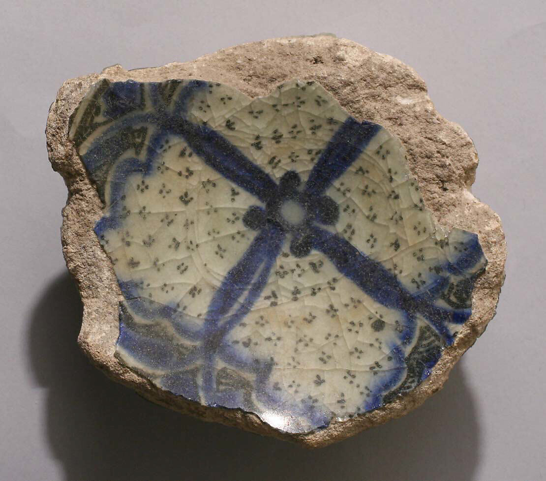 Fragment, Stonepaste; polychrome painted under transparent glaze 