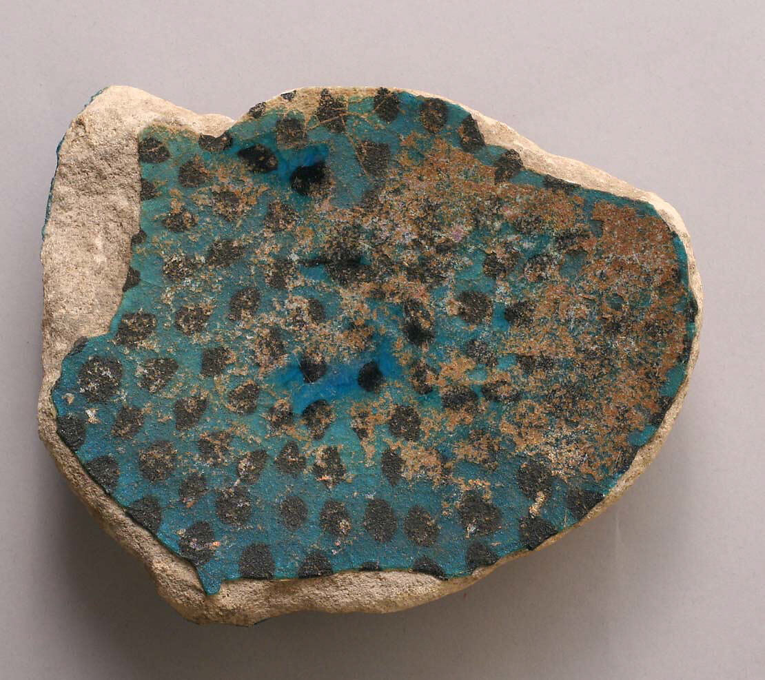Ceramic Fragment, Stonepaste; underglaze painted under transparent turquoise glaze 