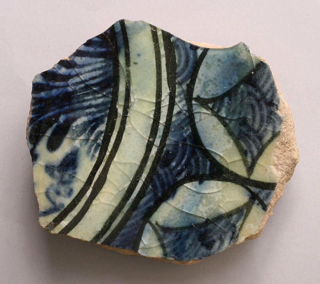 Ceramic Fragment, Stonepaste; polychrome painted under transparent glaze 
