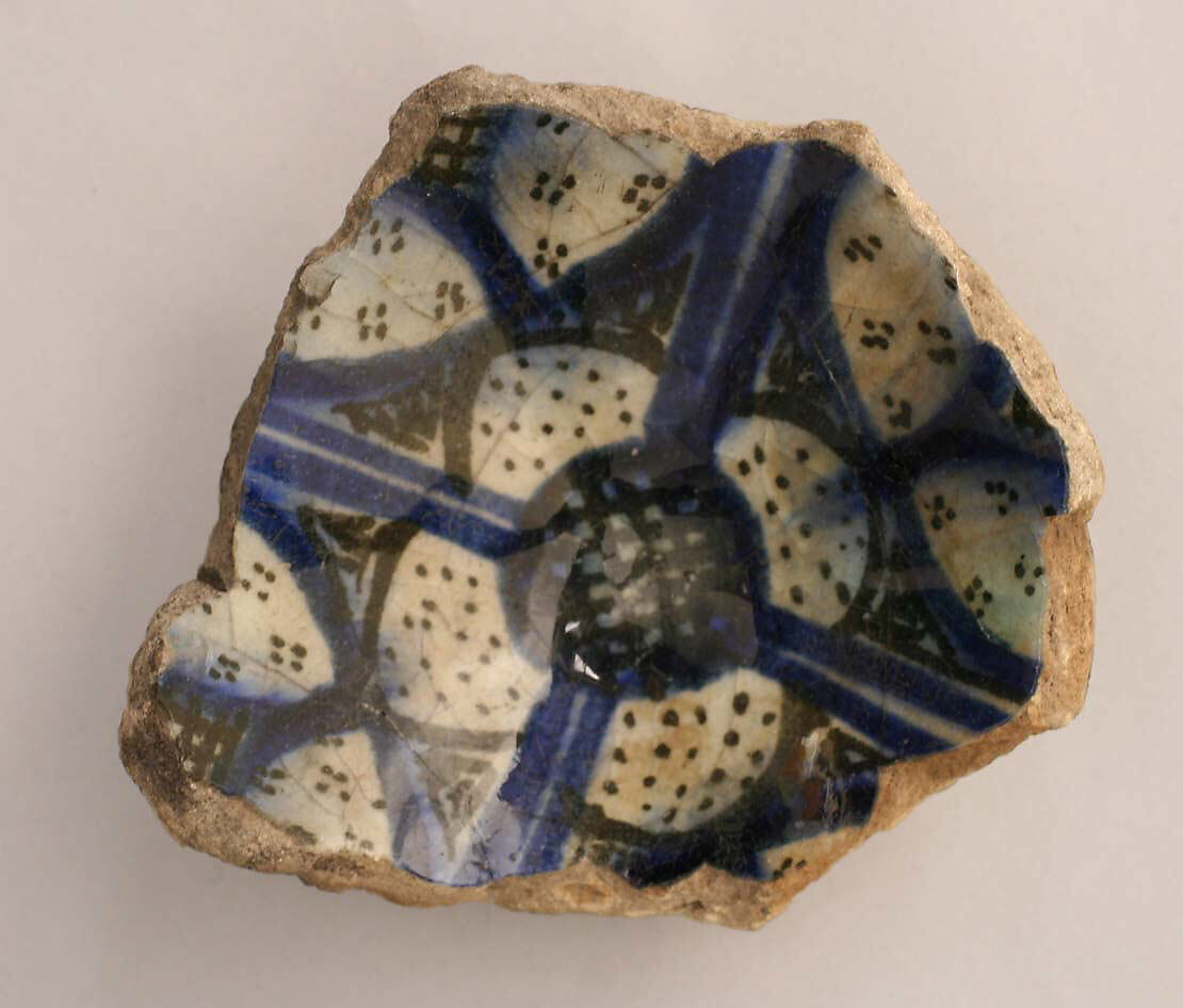 Fragment, Stonepaste; polychrome painted under transparent glaze 