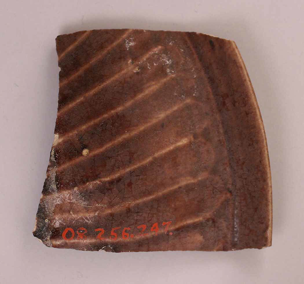Ceramic Fragment, Stonepaste; incised, glazed