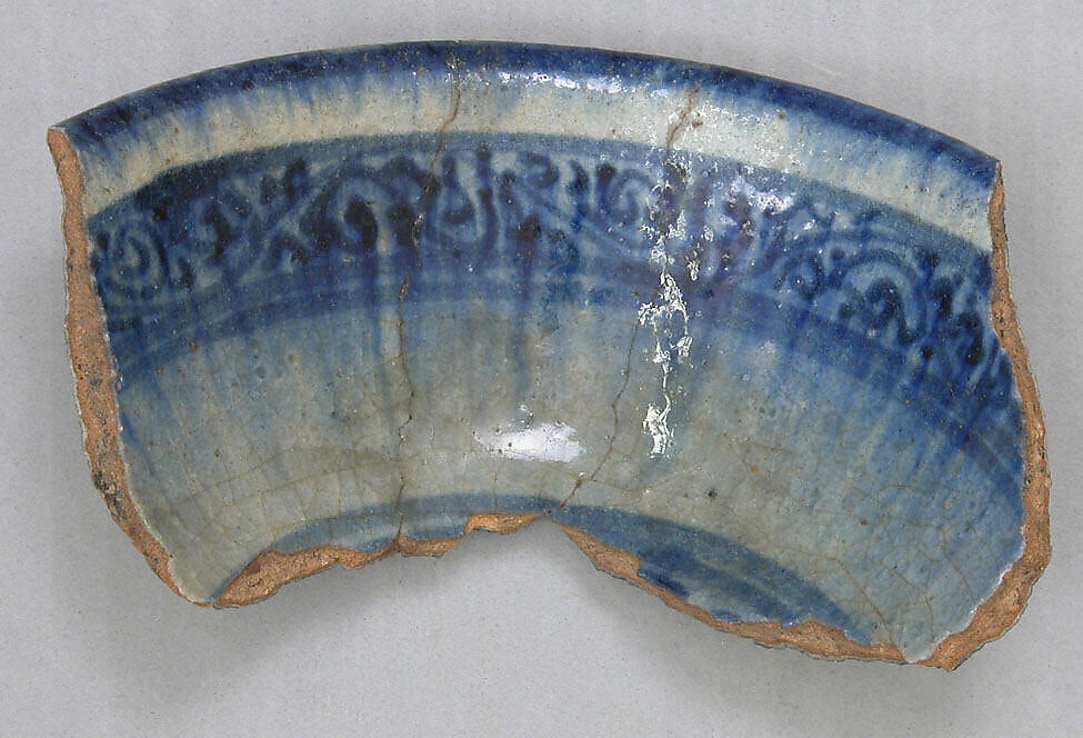 Ceramic Fragment, Stonepaste; underglaze painted