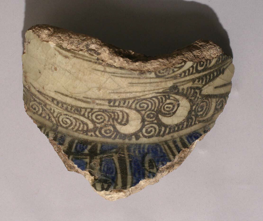 Ceramic Fragment, Stonepaste; polychrome underglaze painted 