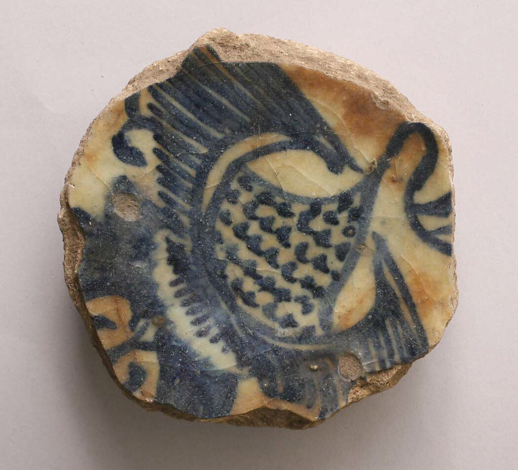 Ceramic Fragment, Stonepaste; painted under transparent glaze 