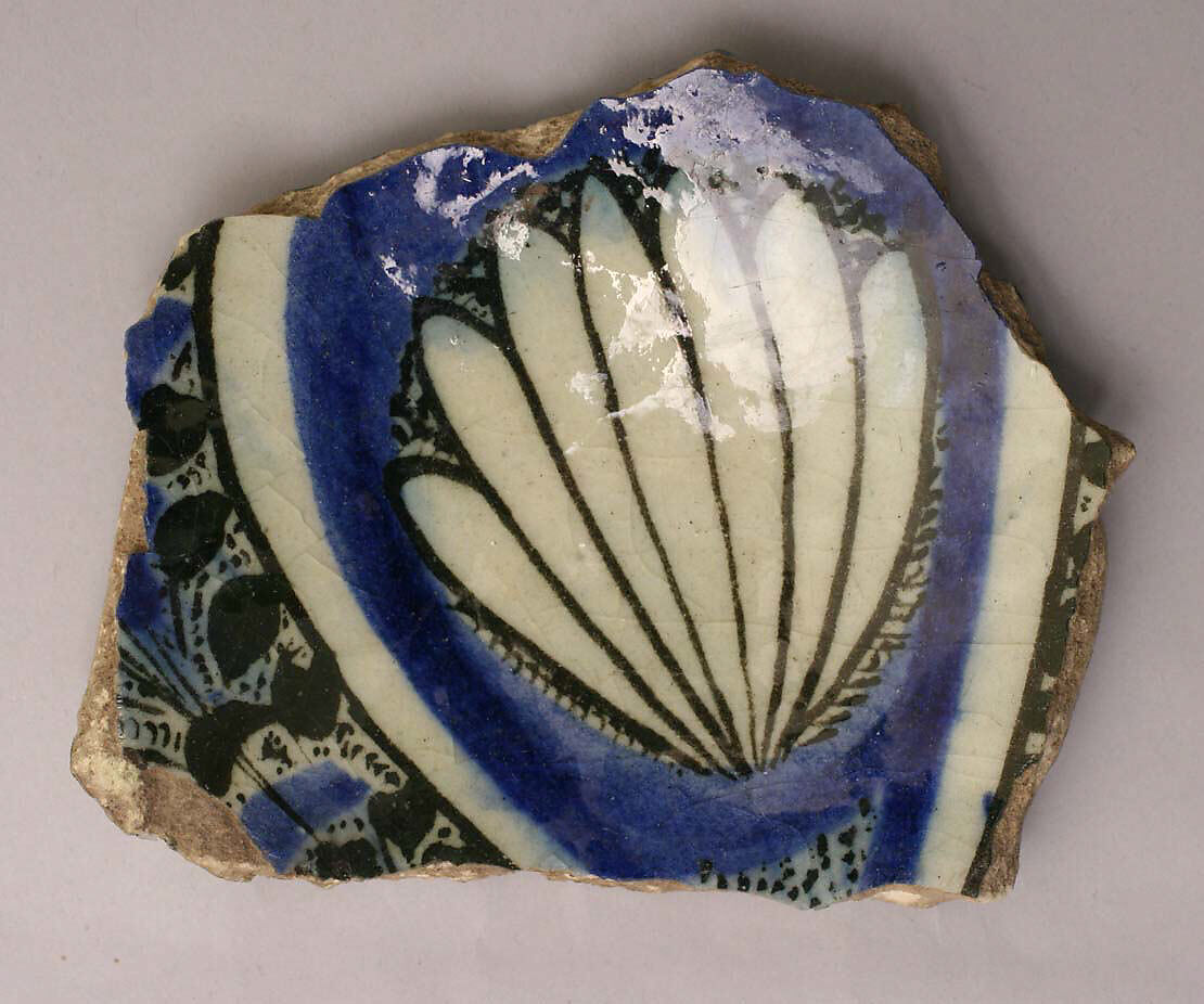 Ceramic Fragment, Stonepaste; polychrome painted under transparent glaze 