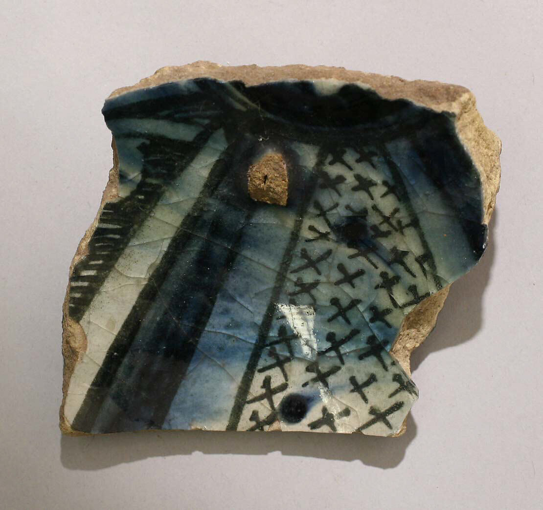 Ceramic Fragment, Stonepaste; polychrome underglaze painted 