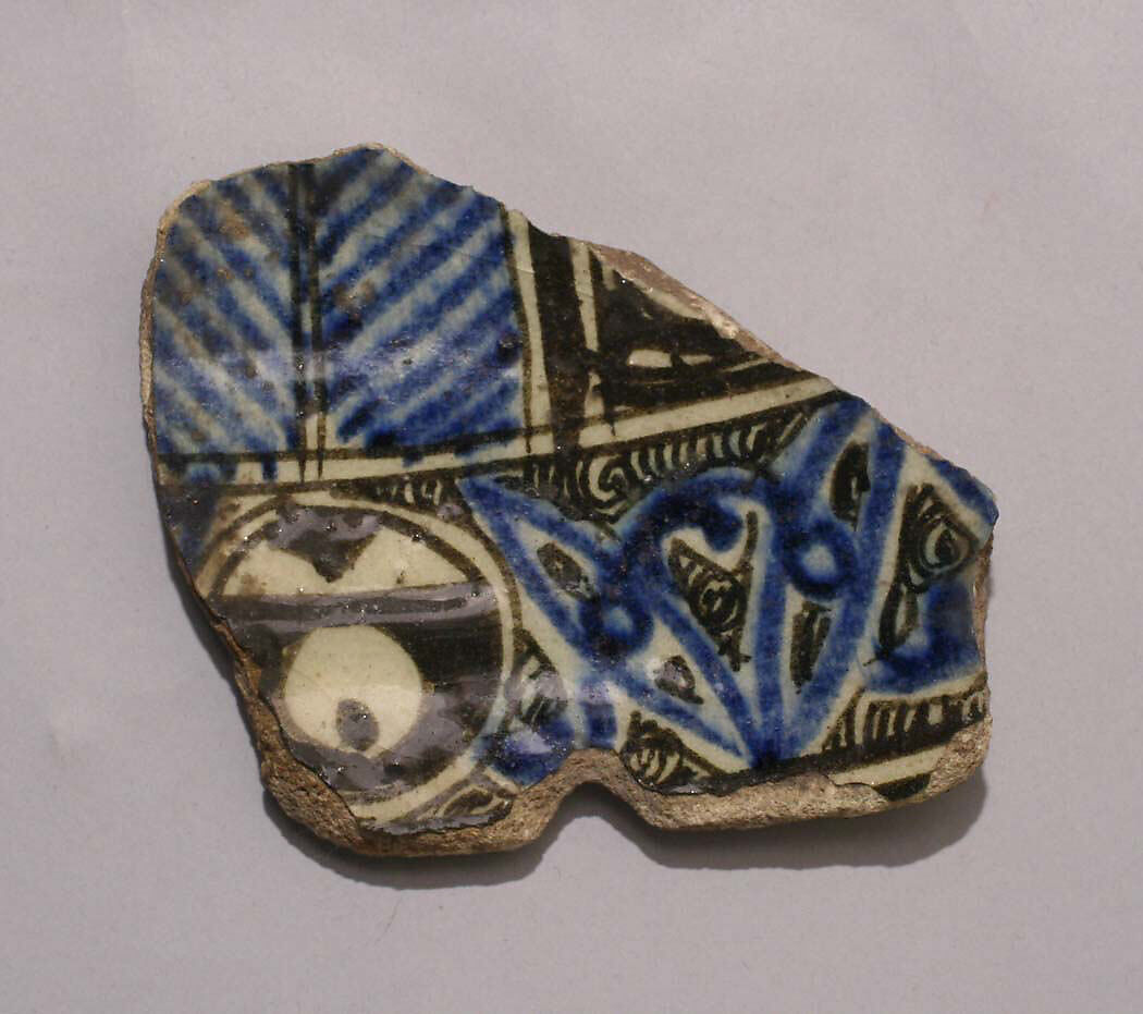 Ceramic Fragment, Stonepaste; polychrome underglaze painted 