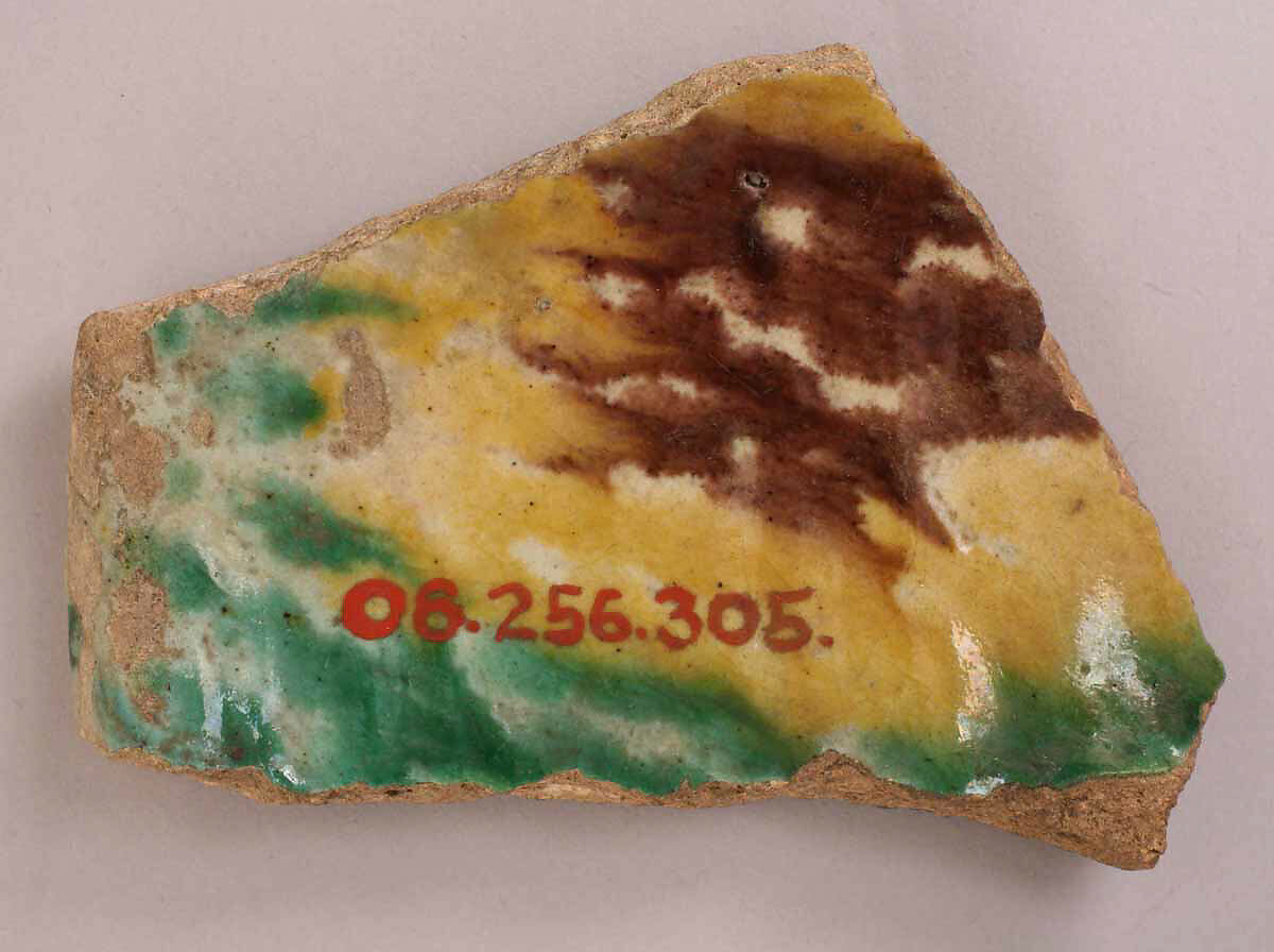 Fragment, Earthenware; slipped, glazed, splashed 