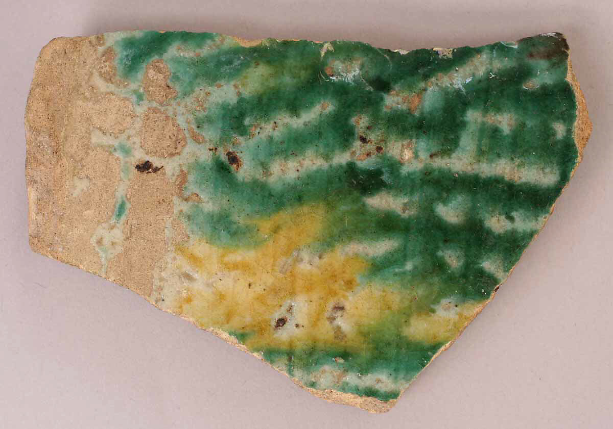 Ceramic Fragment, Earthenware; slipped, glazed, splashed