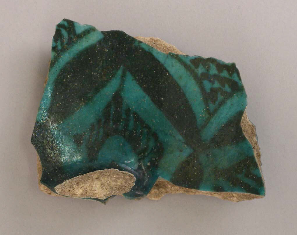 Ceramic Fragment, Stonepaste; underglaze painted under turquoise glaze 