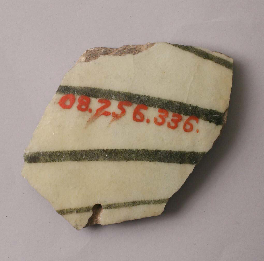 Ceramic Fragment, Stonepaste; polychrome underglaze painted under colorless glaze