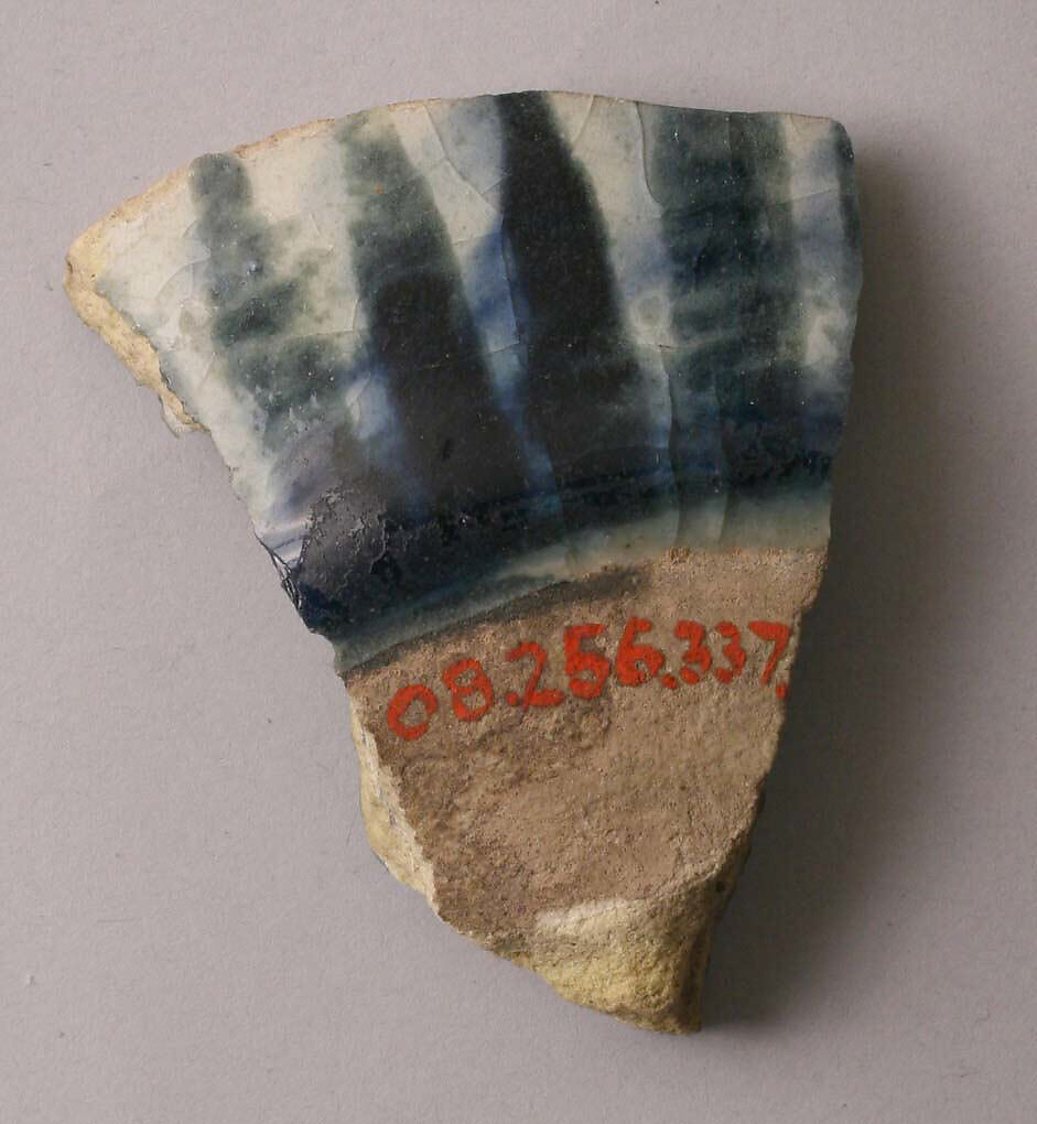 Ceramic Fragment, Stonepaste; polychrome underglaze painted under colorless glaze