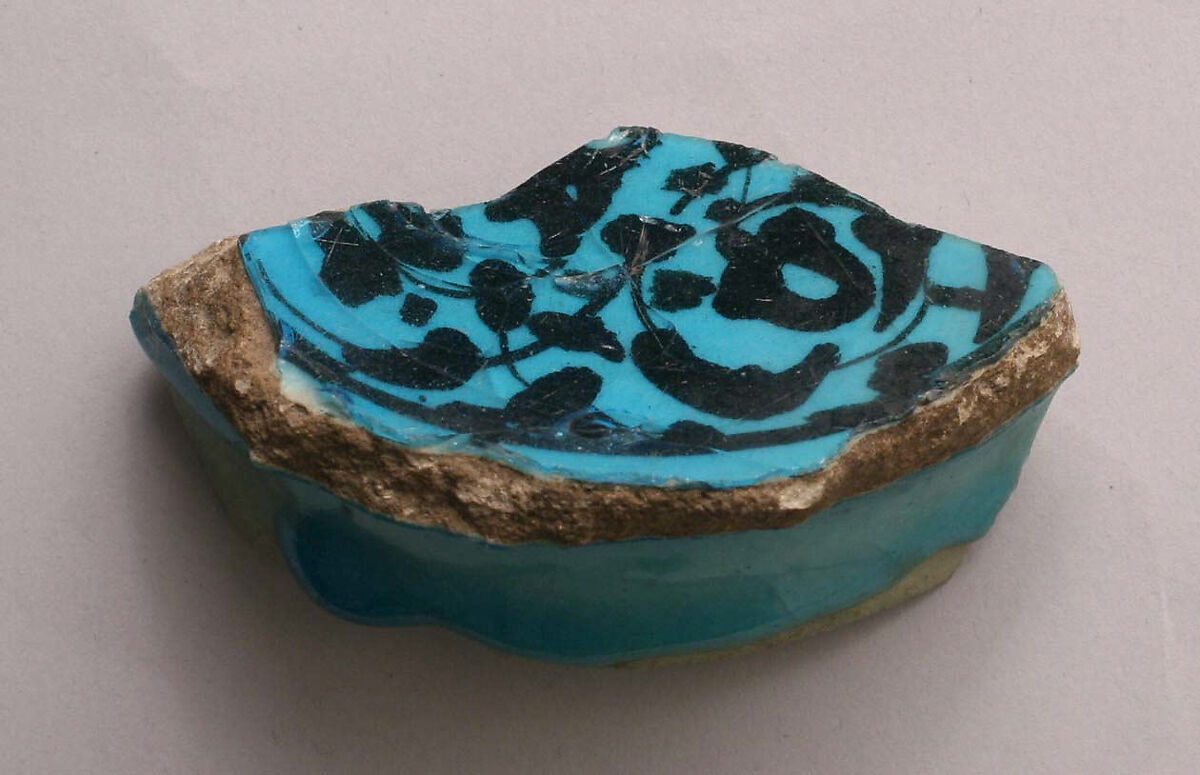Ceramic Fragment, Stonepaste; polychrome underglaze painted under colorless glaze 