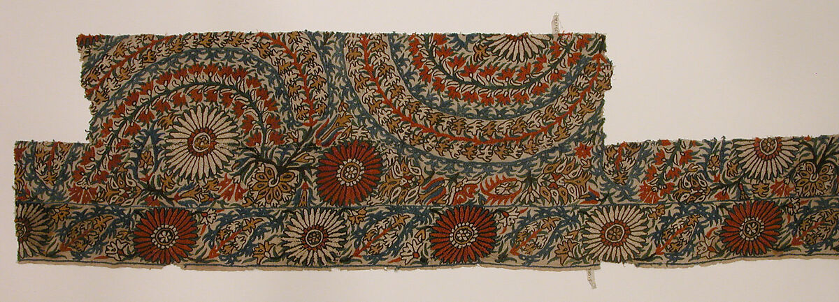 Textile Fragment, Linen, silk; plain weave, embroidered