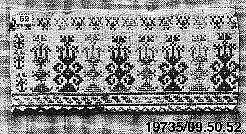 Fragment of Border, Linen, silk; plain weave, embroidered 