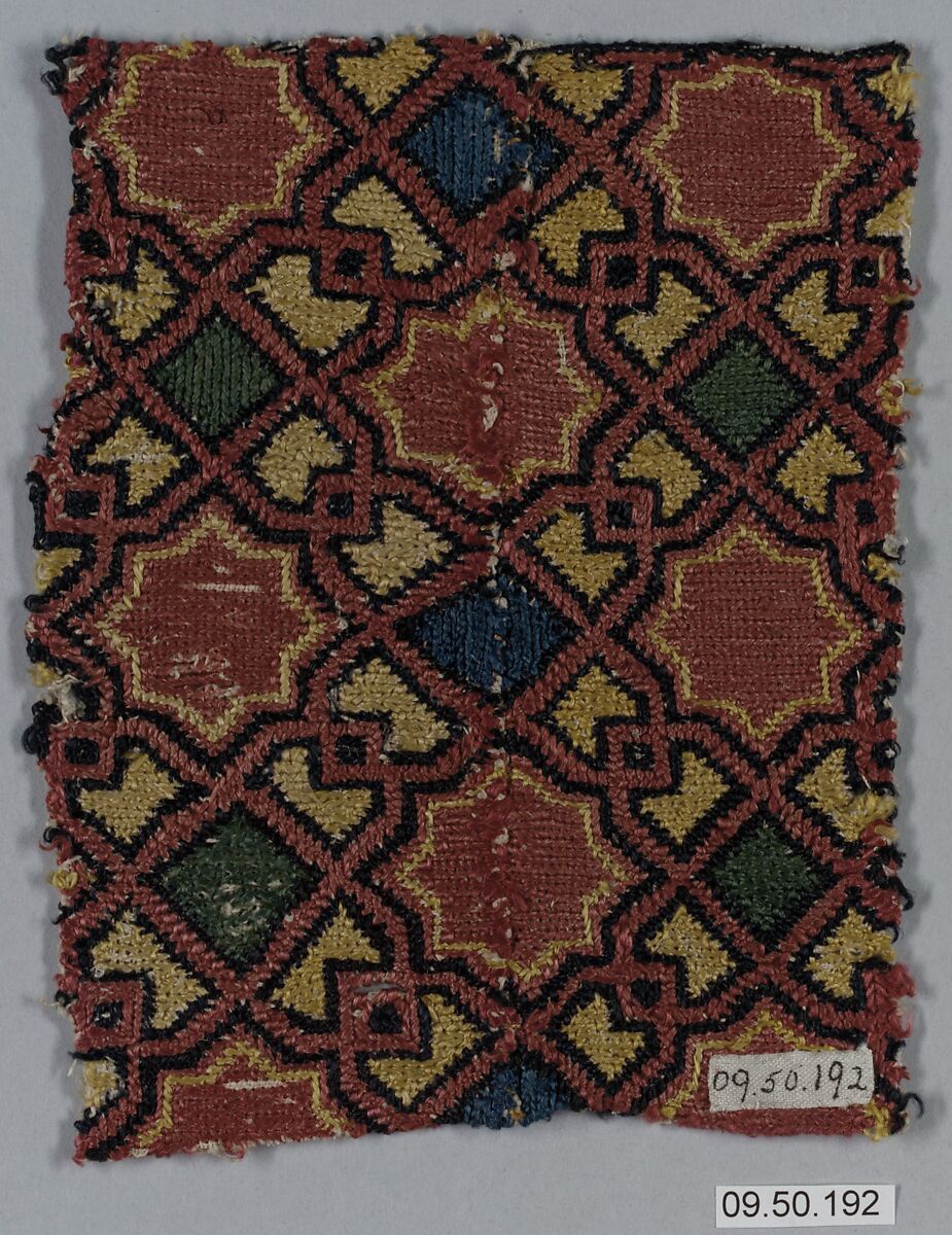 Textile Fragment, Linen, silk; plain weave, embroidered 
