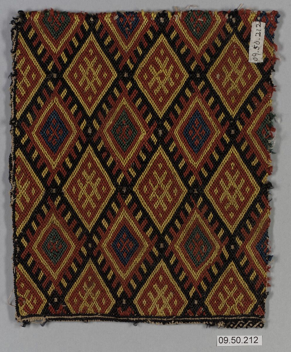 Textile Fragment, Linen, silk; plain weave, embroidered 