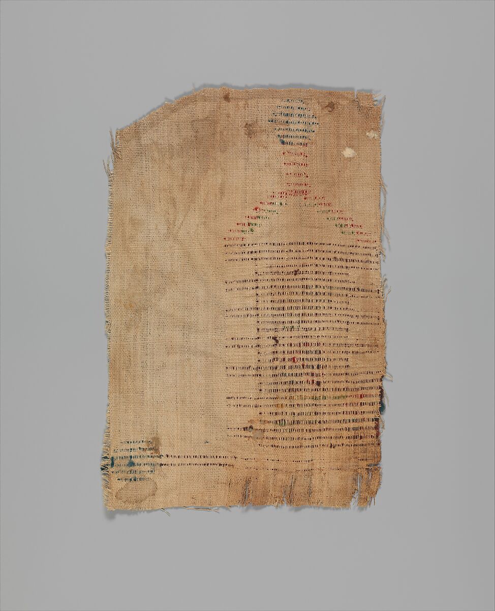 Textile Fragment, Linen, wool; tapestry weave, looped embroidery