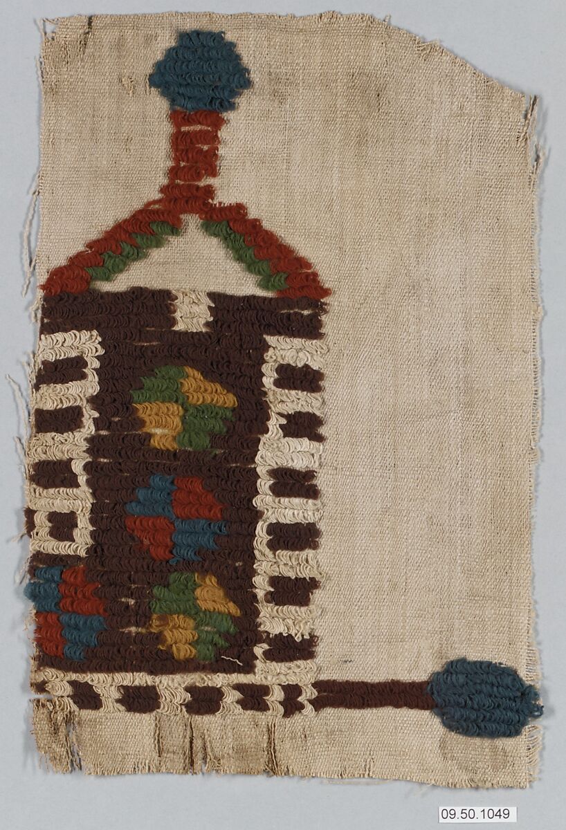 Textile Fragment, Linen, wool; tapestry weave, looped embroidery