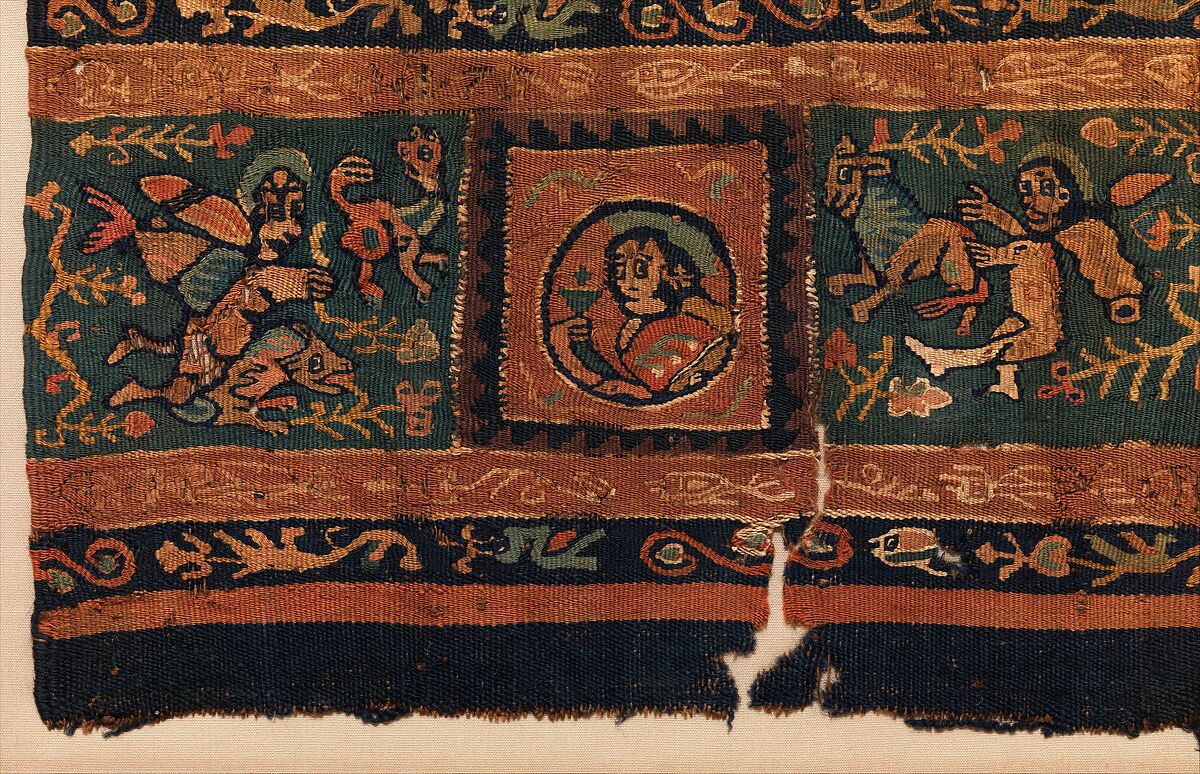 Fragment of a Band, Linen, wool; tapestry weave