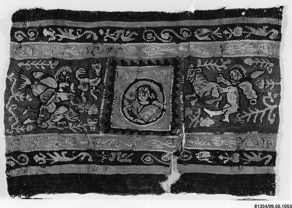 Fragment of a Band, Linen, wool; tapestry weave