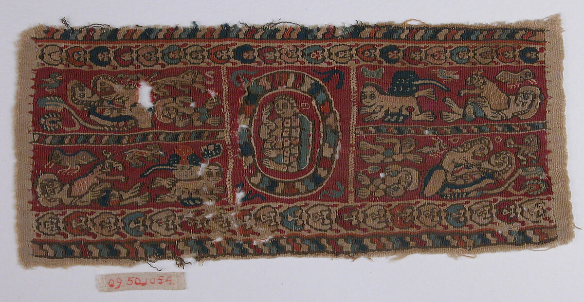 Fragment of a Band, Wool; tapestry weave 