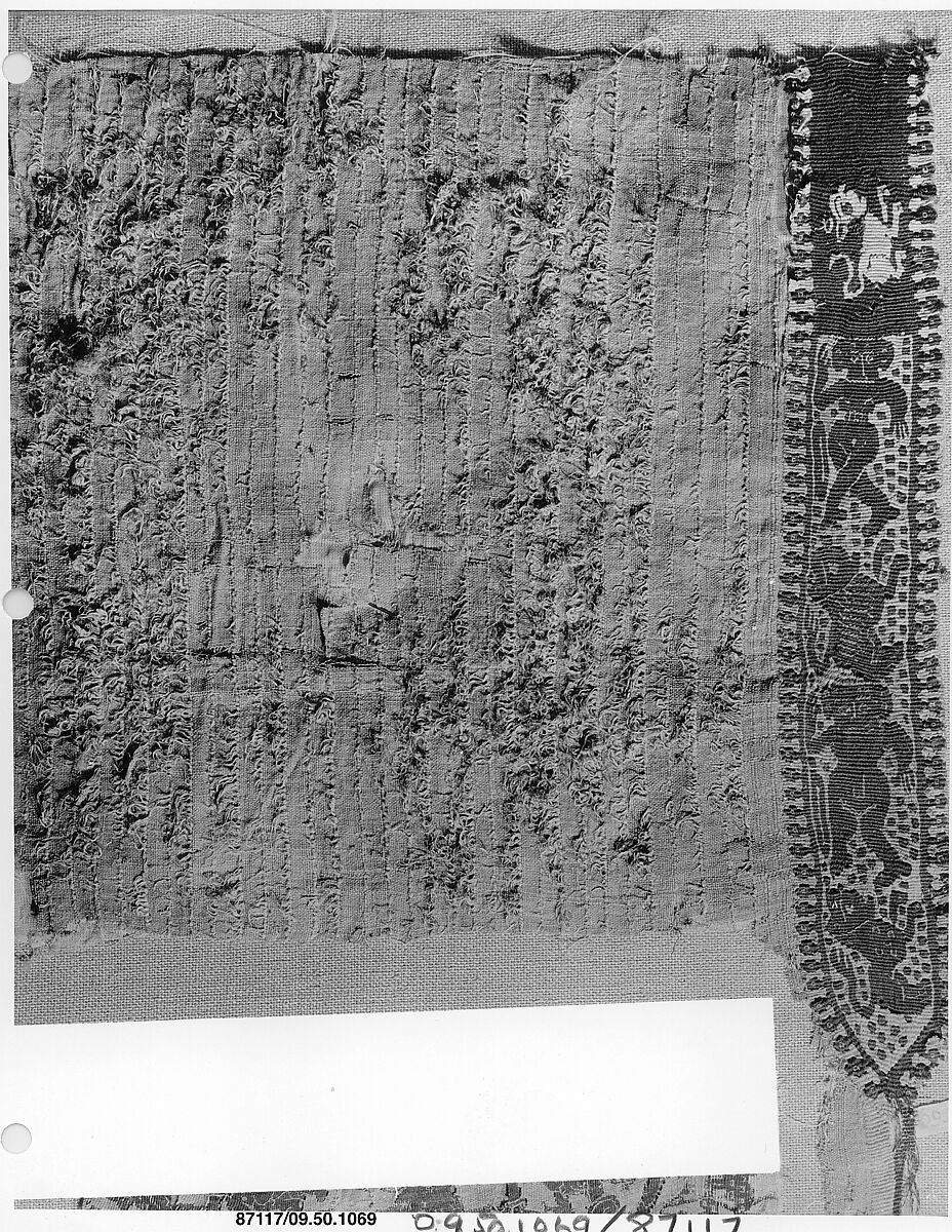 Fragment of a Tunic, Linen; plain weave with loops
Border: Wool; tapestry weave 